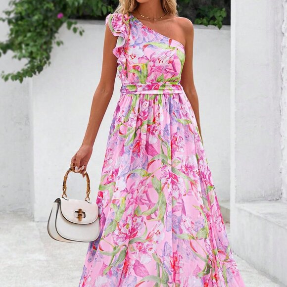 Pink Casual Women's Floral Maxi Dress - Picture 5 of 5